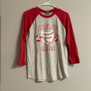 Steel fair size small crop sleeve shirt